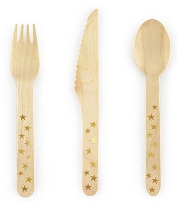 Houten Bestek Woodland Sterren Goud (18st), Ophalen of Verzenden, Nieuw