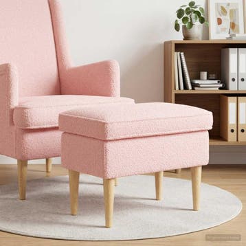 vidaXL Voetenbank Roze 55 x 35 x 41 cm Bouclé, Huis en Inrichting, Stoelen, Verzenden, Nieuw