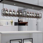 Wijnrek Borejle wandrek zwart en walnootkleurig 120x30x64 cm, Huis en Inrichting, Verzenden, Nieuw