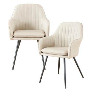 [en.casa] Eetkamerstoel Kannonkoski set van 2 86x57x59 cm be, Verzenden, Nieuw