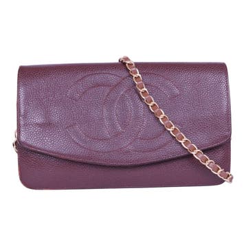 Chanel Timeless CC Wallet on Chain Bordeaux Caviar, Verzenden, Zo goed als nieuw