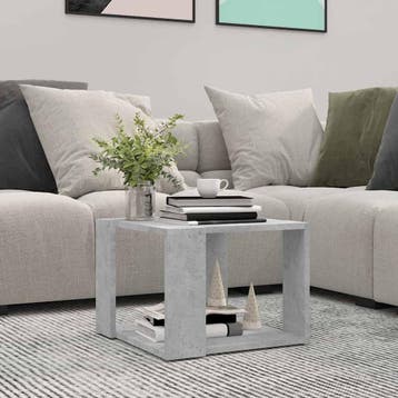 vidaXL Salontafel 40x40x30 cm bewerkt hout betongrijs, Minder dan 50 cm, 50 tot 100 cm, Verzenden, Nieuw