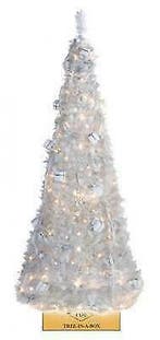 Tree-in-a-box WIT met DECO in WIT en ZILVER 1,80 cm. hoog, Ophalen of Verzenden, Nieuw
