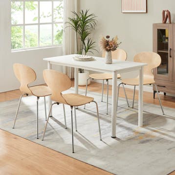 Eetkamerstoelen Kil set van 4 naturel en chroom [en.casa], Huis en Inrichting, Stoelen, Verzenden, Nieuw