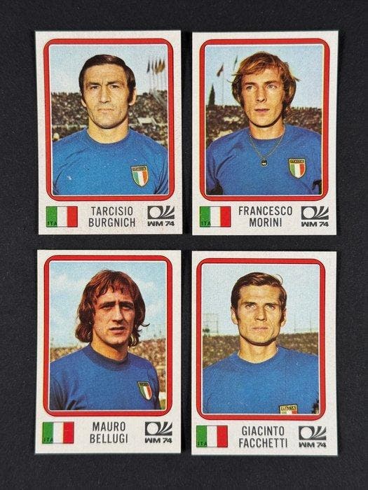 1974 Panini München 74 World Cup #292/295 Italy - Facchetti,, Verzamelen, Stickers
