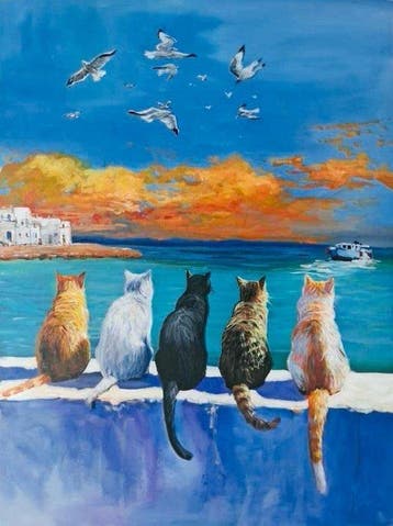 Ricart - Gatos en el Muelle: Espera Marina, Antiek en Kunst