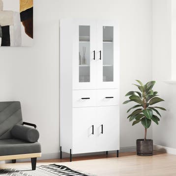 vidaXL buffetkast 69,5x34x180 cm bewerkt hout wit, Minder dan 50 cm, Verzenden, Nieuw, Minder dan 100 cm