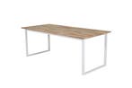 Eettafel - Carin - 200x90 cm - Teak - Wit - Jörn, Huis en Inrichting, Tafels | Eettafels, Verzenden, Nieuw