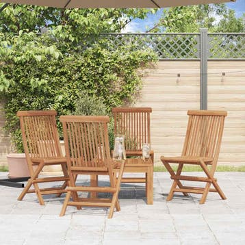 vidaXL Set van 4 opklapbare stoelen voor tuin en buiten,, Verzenden, Nieuw, Teakhout