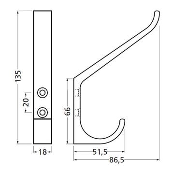 Kapstokhaak gebogen - aluminium, Verzenden, Nieuw