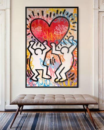Gunnar Zyl - Heart / Keith Haring & Zyl XXL, Antiek en Kunst, Kunst | Schilderijen | Modern