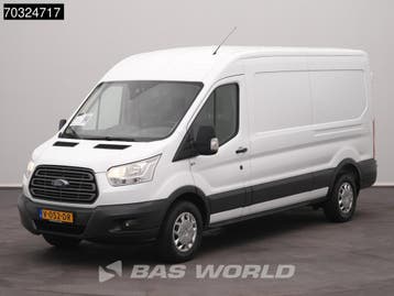 Ford Transit 130pk L3H2 Euro6 Airco Cruise Parkeersensoren A, Stof, Gebruikt, Euro 6, Wit