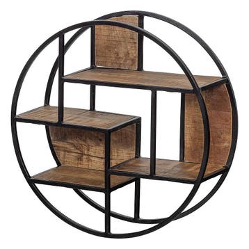 Wandrek Mangohout Bowi Rond 80 cm, Huis en Inrichting, Kasten | Wandmeubels, Verzenden, Nieuw, Overige houtsoorten