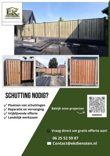 Strak, duurzaam&amp;betaalbaar hout/beton schutting, Tuin en Terras, Nieuw
