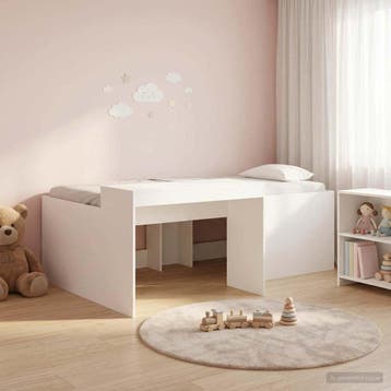 vidaXL Hoge Bed Frame met Bureau voor Kinderen Wit 75 x 190, Huis en Inrichting, Eenpersoons, Verzenden, Wit, Nieuw