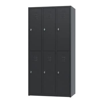 Nieuwe metalen locker | 6 deurs - 3 delig | kluisjes | zwart, Ophalen of Verzenden, Nieuw, Modern