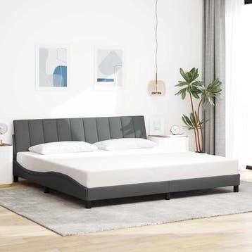 vidaXL Bedframe zonder matras Hanko stof donkergrijs, Verzenden, Overige maten, 200 cm, Nieuw