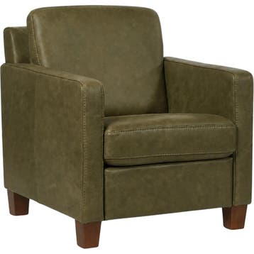 Leren fauteuil Smart - Vintage Olive (olijf/groen) - Poten, Huis en Inrichting, Nieuw, Ophalen of Verzenden, Bohemian, Eigentijds, Modern, Retro
