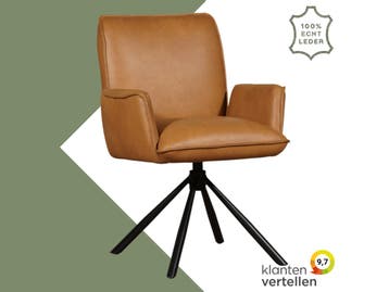 Leren draaibare eetkamerstoel Elite - Granada Sahara, 60 tot 90 cm, Nieuw, Leer, Ophalen of Verzenden