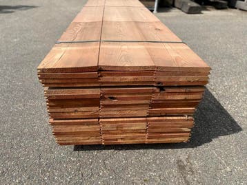 AANBIEDING! Lariks vloerdelen, Ophalen, 25 tot 50 mm, Zo goed als nieuw, Plank
