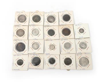 19 diverse munten, zilver en brons, diverse landen, 18e eeuw