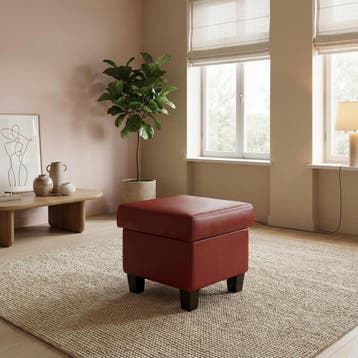 Hocker - gestoffeerde fauteuils, Minder dan 50 cm, Minder dan 75 cm, Nieuw, Leer
