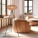 LED Vloerlamp - Trion Eddie - E27 Fitting - Rond - Mat Zwart, Huis en Inrichting, Lampen | Vloerlampen, Ophalen of Verzenden, Nieuw