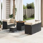 vidaXL Tuin Sofa Set met kussen 8 pcs Zwart en Crème poly, Tuin en Terras, Verzenden, Nieuw, Rotan, 8 zitplaatsen