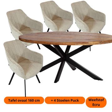 Combi deal: Tafel + Luxe armstoelen vanaf €485 per set, Ophalen of Verzenden, Nieuw, 4 tot 6 stoelen