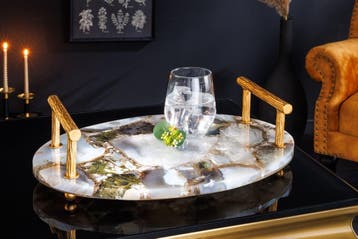 Decoratief dienblad NOBLE 40cm edelsteen handgemaakte, Huis en Inrichting, Woonaccessoires | Overige, Ophalen of Verzenden, Nieuw