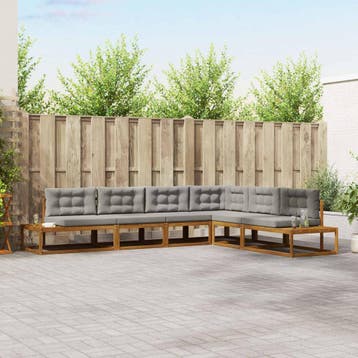 vidaXL Buiten bankenset Natuurlijk en Lichtgrijs, Tuin en Terras, Tuinsets en Loungesets, Verzenden, Nieuw, 6 zitplaatsen