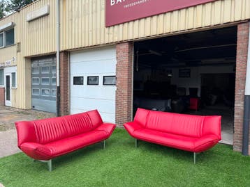 LEOLUX Tango banken relax design 3+3 zit bankstel rood leer, Huis en Inrichting, Banken | Bankstellen, Design, Rechte bank, Vierpersoons of meer