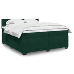 vidaXL Boxspring met matras fluweel donkergroen 200x200 cm, Huis en Inrichting, Slaapkamer | Bedden, Verzenden, Overige maten