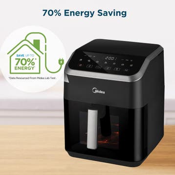 Midea Air fryer MF-CY70K - Hete lucht friteuse - 7L, Ophalen of Verzenden, Zo goed als nieuw, Midea