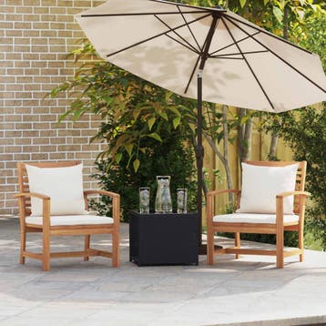 vidaXL Stoel 2 Stuk Bruin en Crème 65 x 60 x 76,5 cm Massief, Verzenden, Nieuw, 2 zitplaatsen