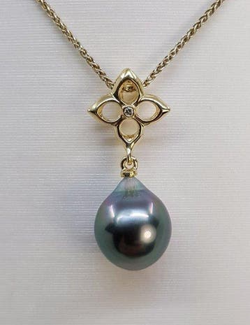 Hanger - 14 karaat Geel goud - 0.01ct. tw. - 10×11 mm