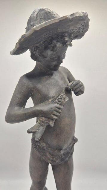 Giovanni Varlese - Beeld, Pescatorello - 41 cm - Brons,, Antiek en Kunst