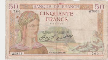 France Frankreich F 17/22 50 Francs Cérès 27 02 1936 W 383, Verzenden