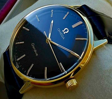 Omega - Geneve - 18K Gold - Black Gilt Dial - cal.601 - 1970, Nieuw