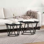 vidaXL Bijzettafelset 2 pcs Zwart eiken 50 x 50 x 40 cm, Huis en Inrichting, Tafels | Salontafels, Verzenden, Vierkant, Nieuw