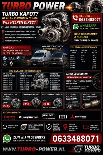 Crafter T5 T6 2.0 TDI Bi Turbo DAVA DAWA CXEB CFCA, Auto-onderdelen, Ophalen of Verzenden, Gereviseerd, Volkswagen
