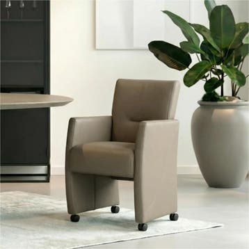 Set van 8 Leren eetkamerstoelen Pleasure - Toledo Smog, Ophalen of Verzenden, Nieuw, Leer
