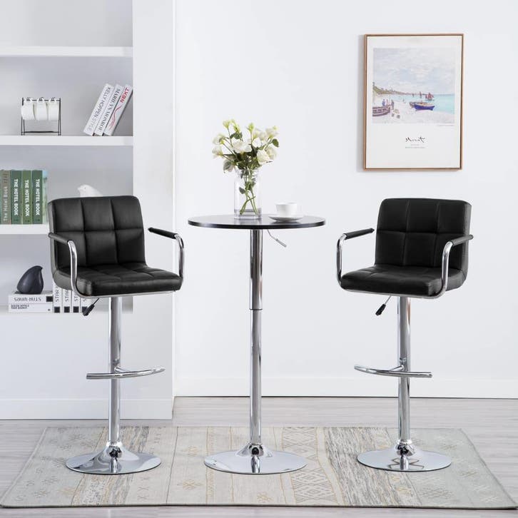 vidaXL Barstoelen 2 st kunstleer zwart, Huis en Inrichting, Barkrukken, Nieuw, Verzenden