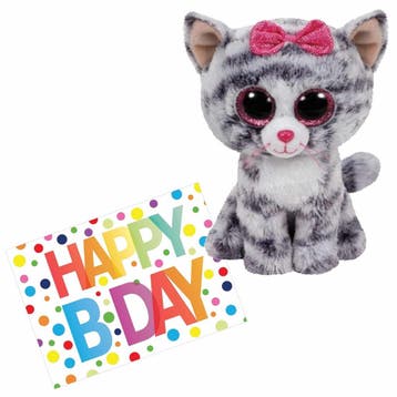 Ty Beanie Kiki knuffel kat - pluche - 15 cm - cadeau set, Kinderen en Baby's, Speelgoed | Knuffels en Pluche, Verzenden, Nieuw