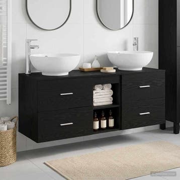 vidaXL Badkamermeubelset 3 st Zwart 49,5 x 44,5 x 65 cm, Verzenden, Nieuw