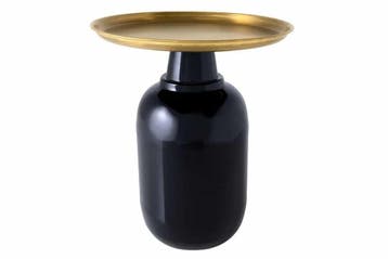 Ronde bijzettafel ELEGANCIA 50cm goud antiek zwart metaal, Ophalen of Verzenden, Nieuw