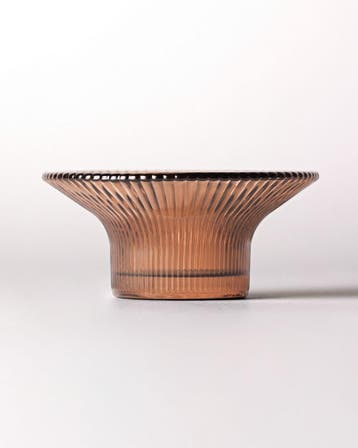 HEMA Theelichthouder 11x5cm Zwier glas ribbel bruin, Hobby en Vrije tijd, Theezakjes, Verzenden
