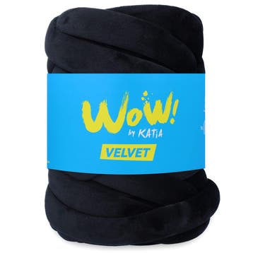 Katia WOW Velvet - 504 Zwart - Jumbo Chenille Garen voor H, Hobby en Vrije tijd, Breien en Haken, Ophalen of Verzenden, Nieuw