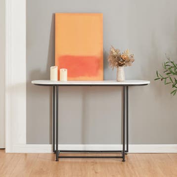 Console tafel Nordfron 120x40x75 cm zwart en marmer wit [en., Huis en Inrichting, Tafels | Sidetables, Verzenden, Nieuw