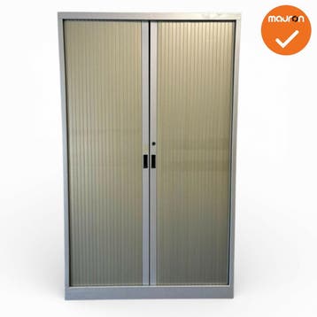 Roldeurkast S - 195x120x45 - Zilvergrijs met koperkleurig..., Werkplek, Ophalen of Verzenden, Gebruikt, Kast